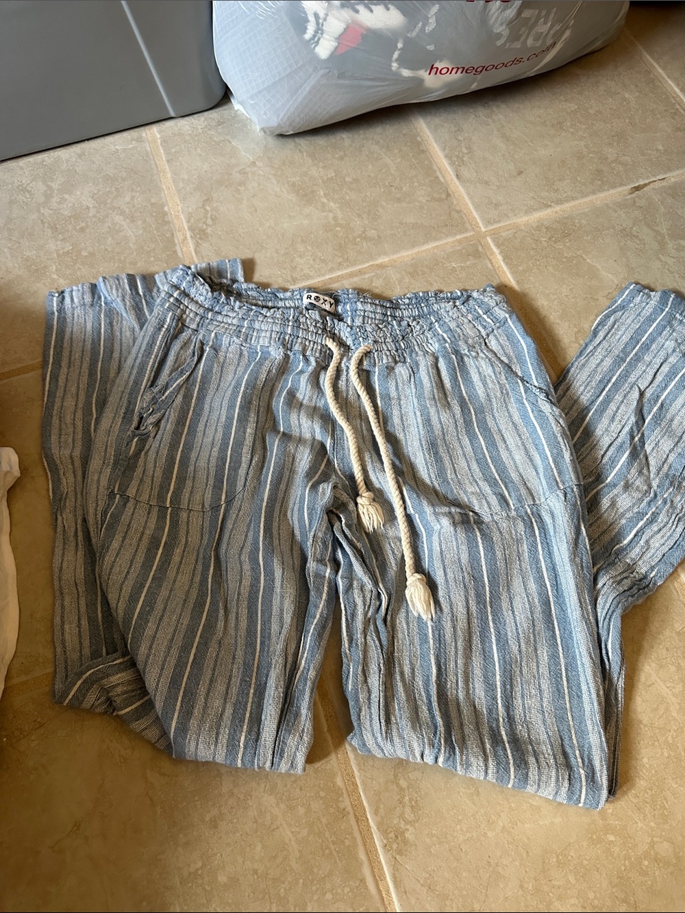 Light Blue Striped Roxy Pants - Picture 2 of 7